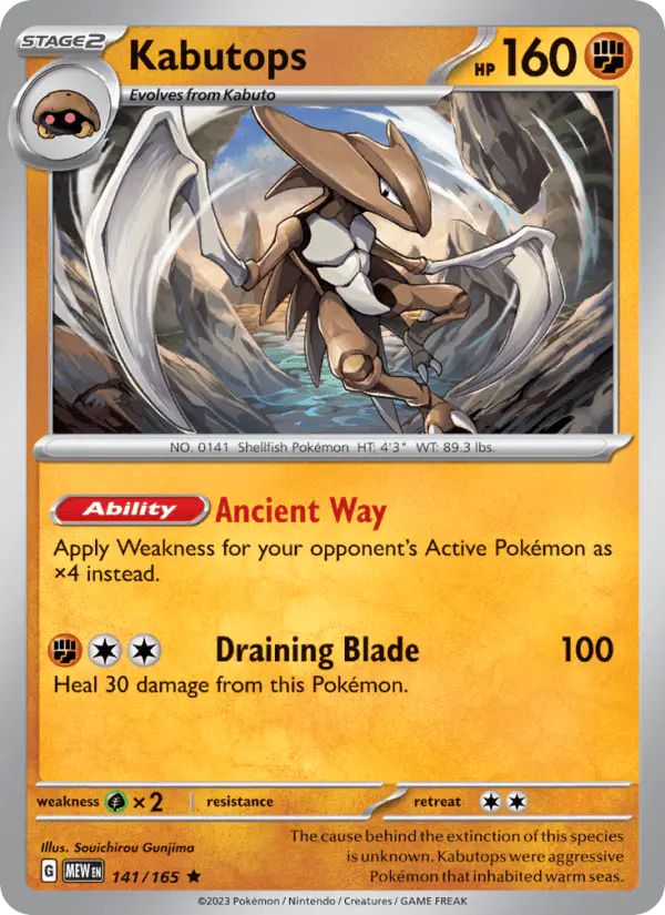 Carta Kabutops 141/165 de 151