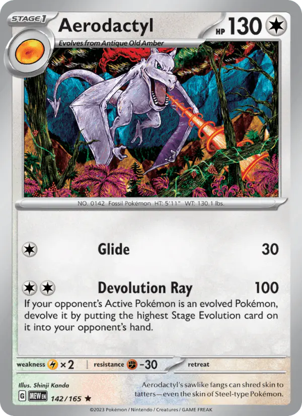 Carta Aerodactyl 142/165 de 151