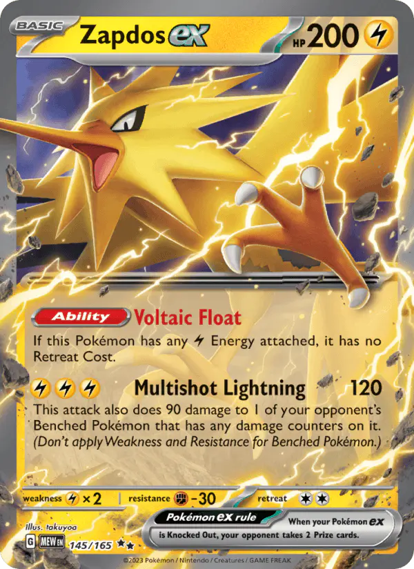 Carta Zapdos ex 145/165 de 151