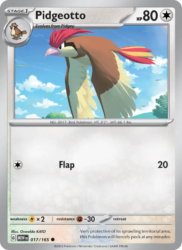 Carta Pidgeotto 017/165 de 151