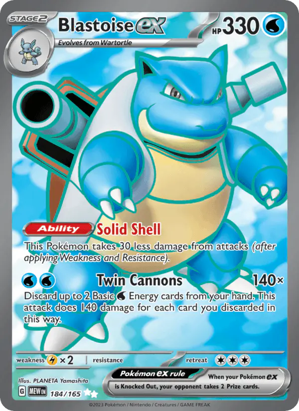 Carta Blastoise ex 184/165 de 151