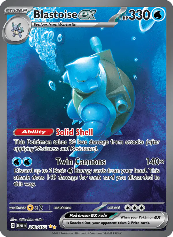 Carta Blastoise ex 200/165 de 151