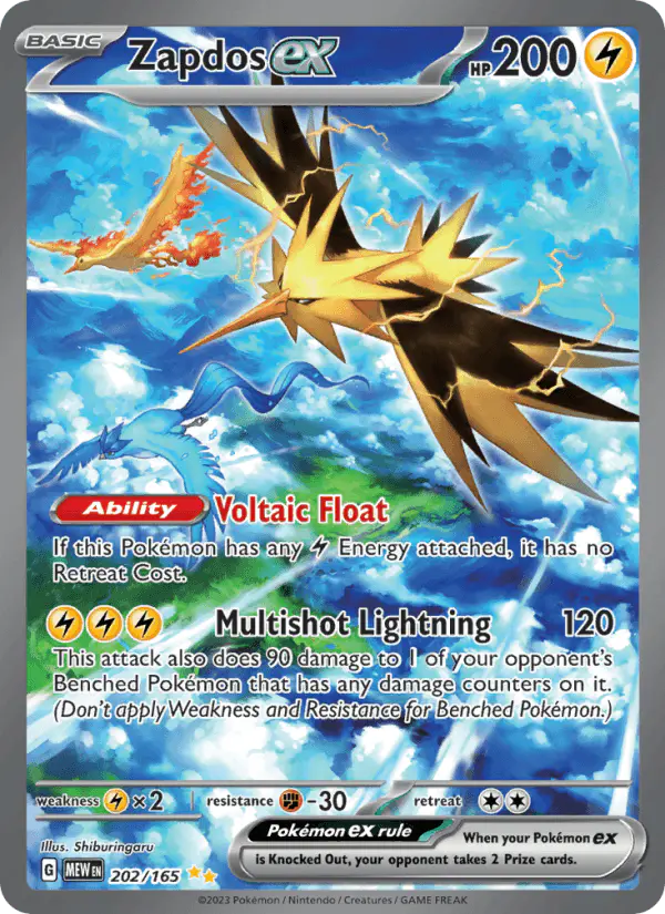 Carta Zapdos ex 202/165 de 151