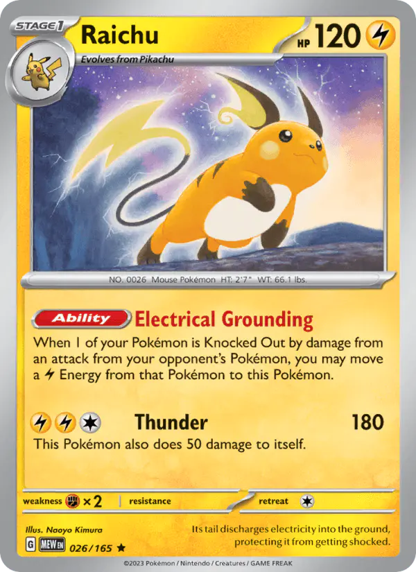 Carta Raichu 026/165 de 151