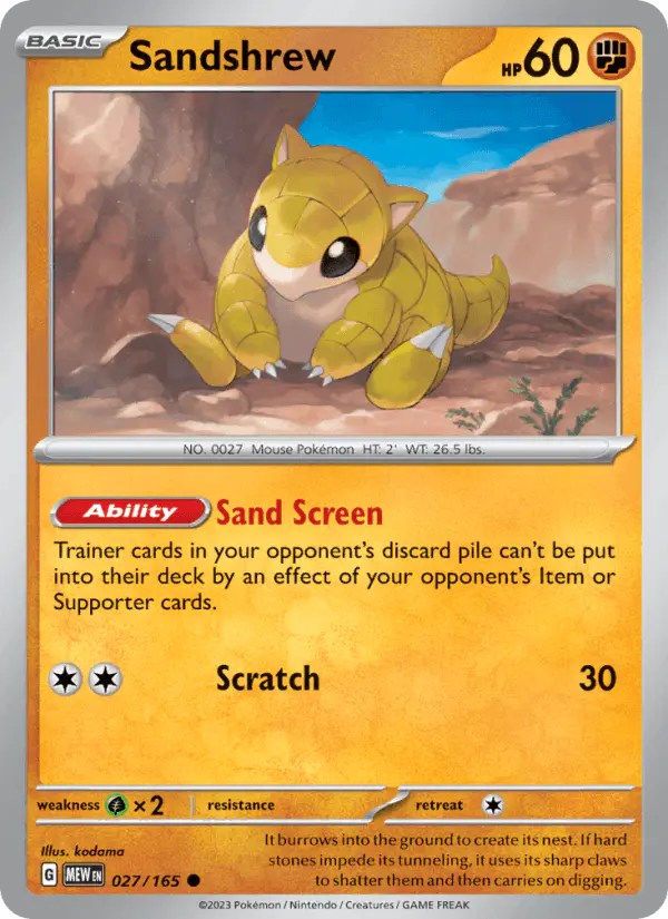 Carta Sandshrew 027/165 de 151