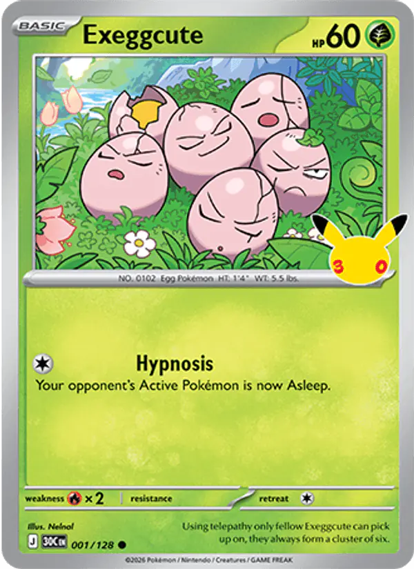 Carta Exeggcute 001/128 de 30th Celebration