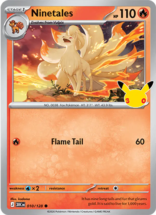Carta Ninetales 010/128 de 30th Celebration