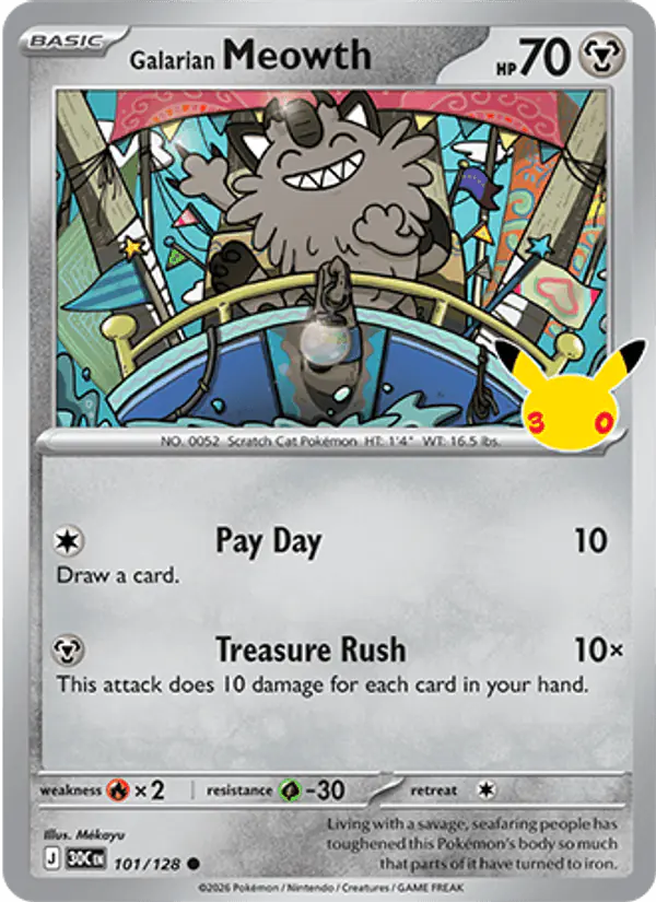 Carta Galarian Meowth 101/128 de 30th Celebration