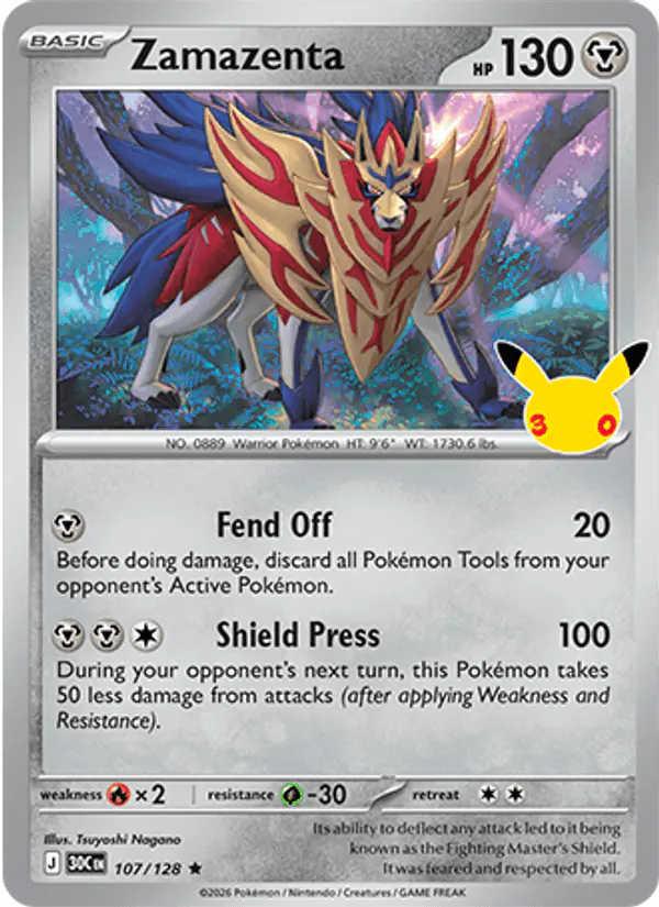 Carta Zamazenta 107/128 de 30th Celebration