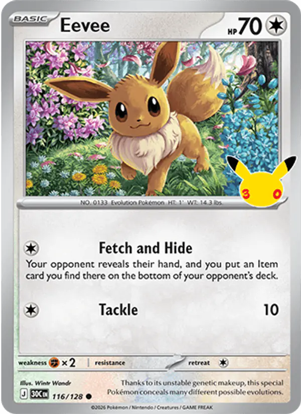 Carta Eevee 116/128 de 30th Celebration