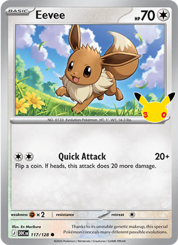 Carta Eevee 117/128 de 30th Celebration