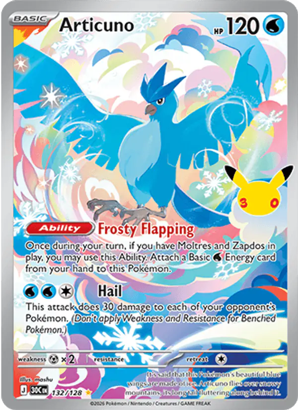Carta Articuno 132/128 de 30th Celebration