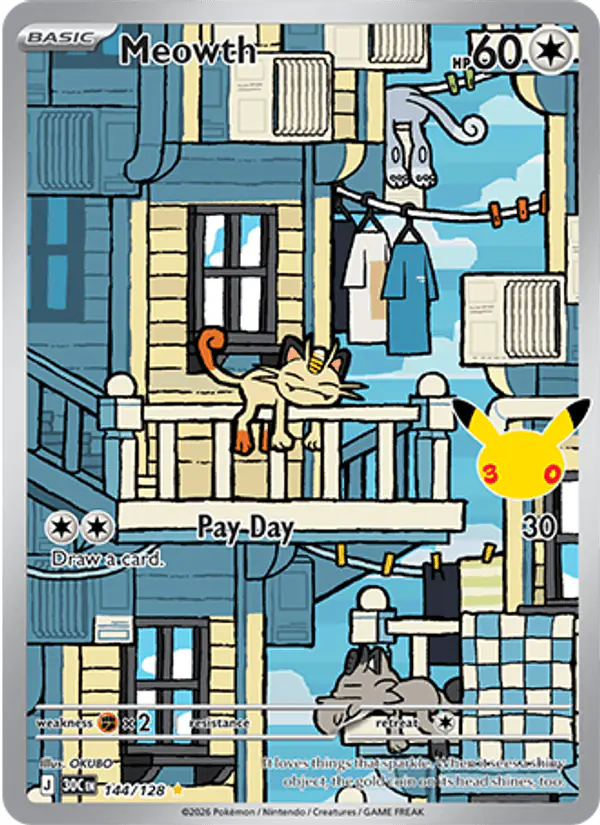 Carta Meowth 144/128 de 30th Celebration