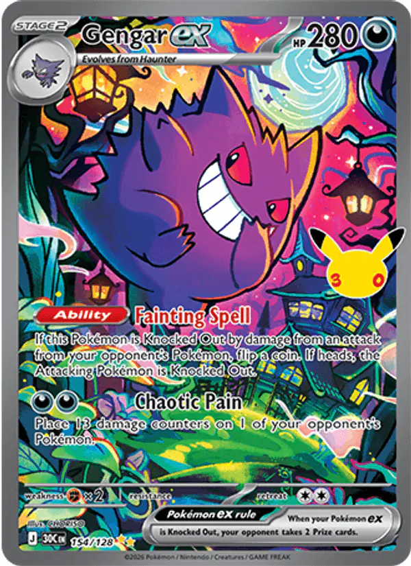 Carta Gengar ex 154/128 de 30th Celebration