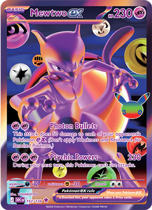Carta Mewtwo ex 157/128 de 30th Celebration