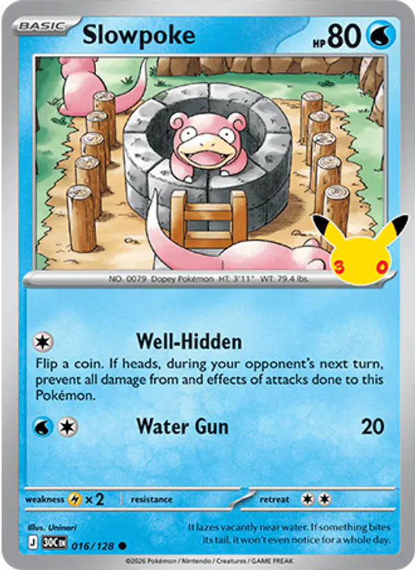 Carta Slowpoke 016/128 de 30th Celebration