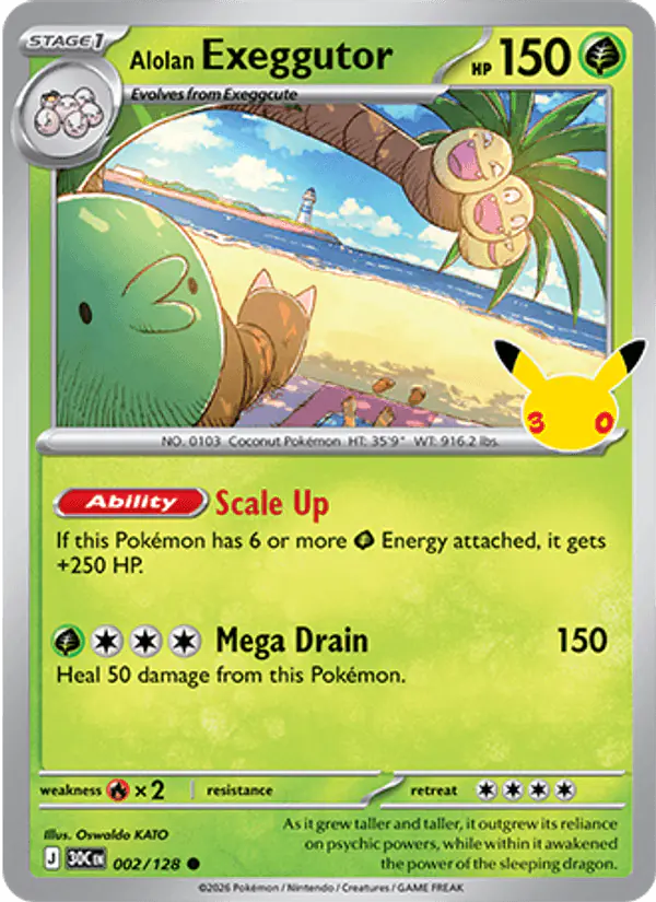 Carta Alolan Exeggutor 002/128 de 30th Celebration