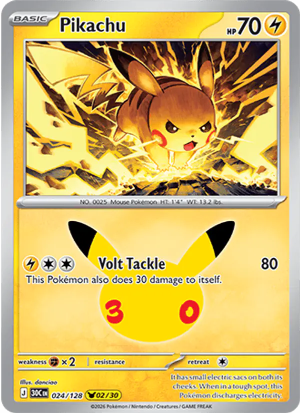 Carta Pikachu 024/128 de 30th Celebration