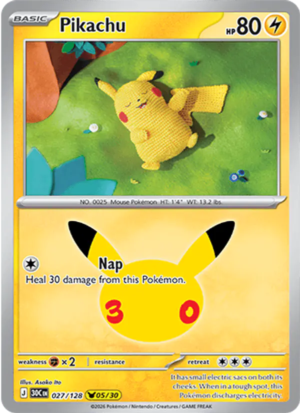 Carta Pikachu 027/128 de 30th Celebration