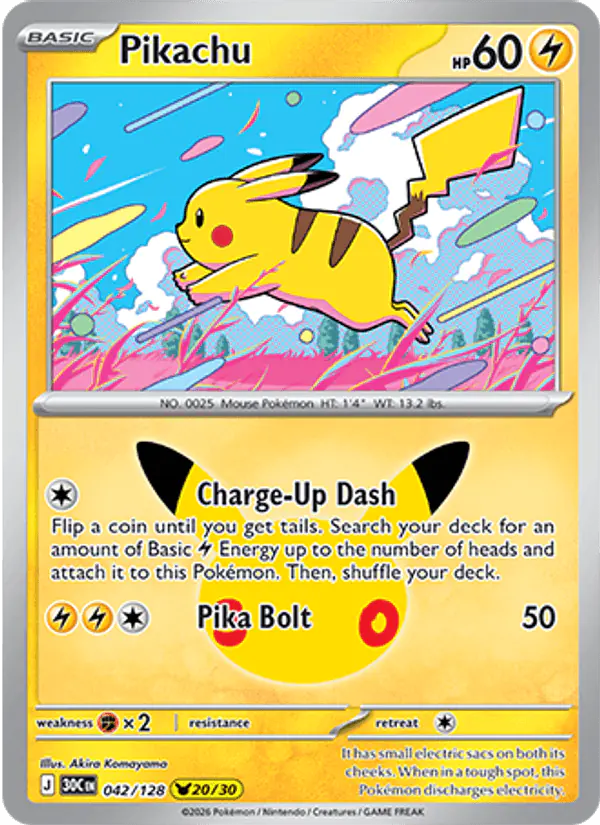 Carta Pikachu 042/128 de 30th Celebration