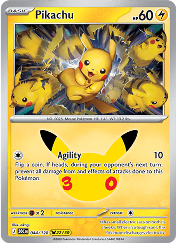 Carta Pikachu 044/128 de 30th Celebration