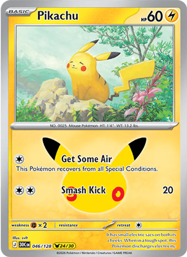Carta Pikachu 046/128 de 30th Celebration