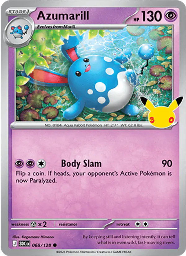 Carta Azumarill 068/128 de 30th Celebration
