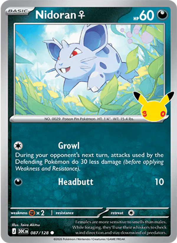 Carta Nidoran♀ 087/128 de 30th Celebration