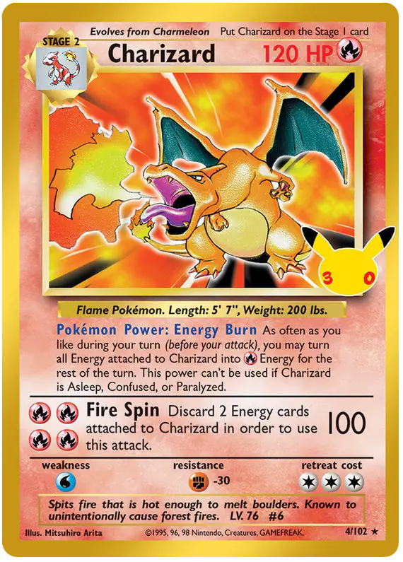 Carta Charizard 001/030 de 30th Classic Collection