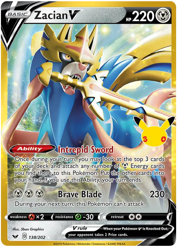Carta Zacian V 028/030 de 30th Classic Collection