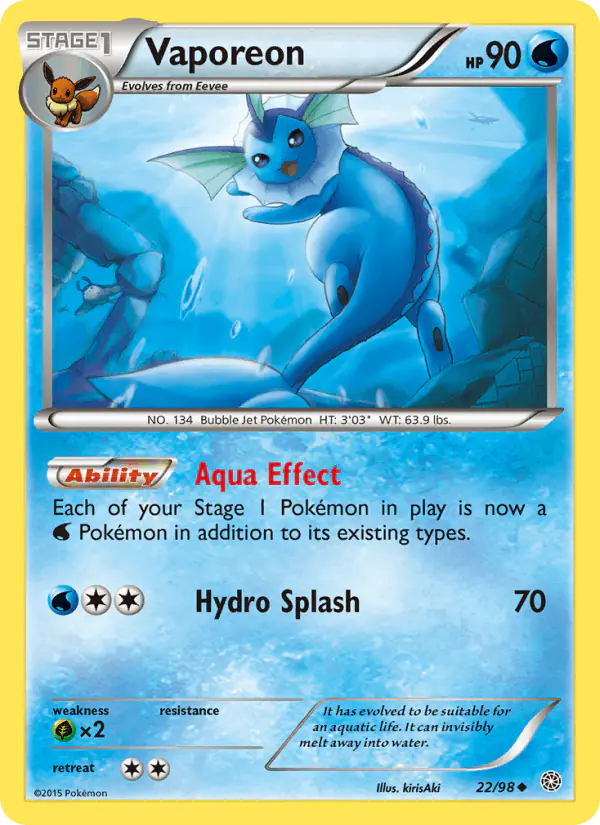 Carta Vaporeon 22/98 de Ancient Origins