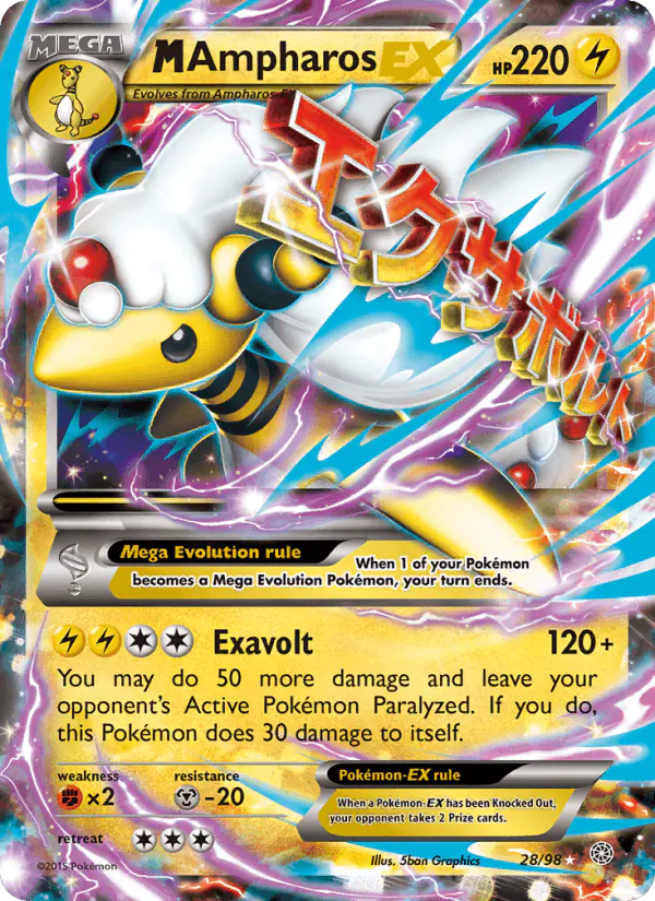 Carta M Ampharos EX 28/98 de Ancient Origins
