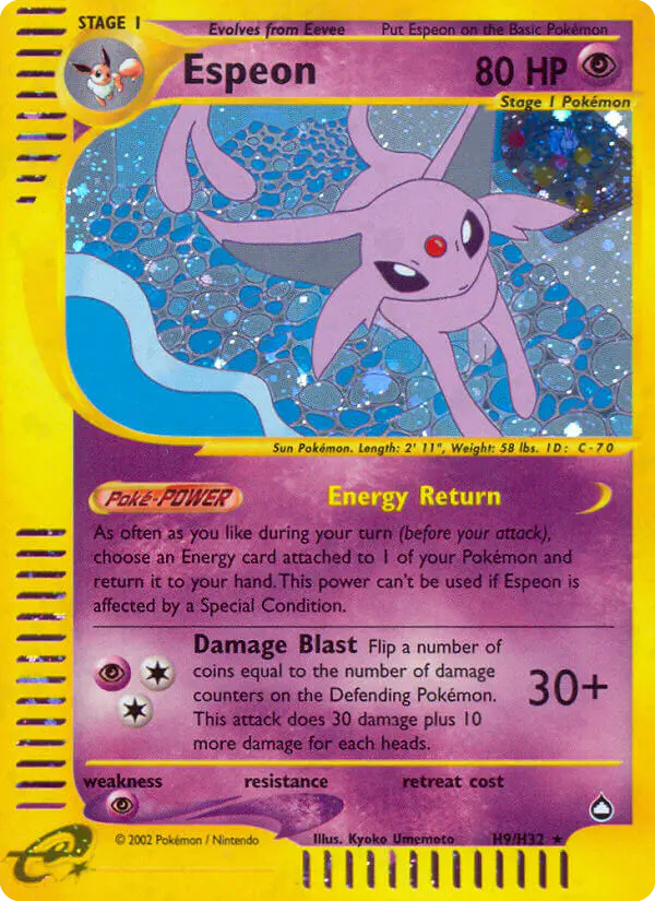 Carta Espeon H09 de Aquapolis