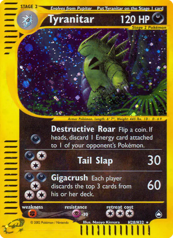 Carta Tyranitar H28 de Aquapolis