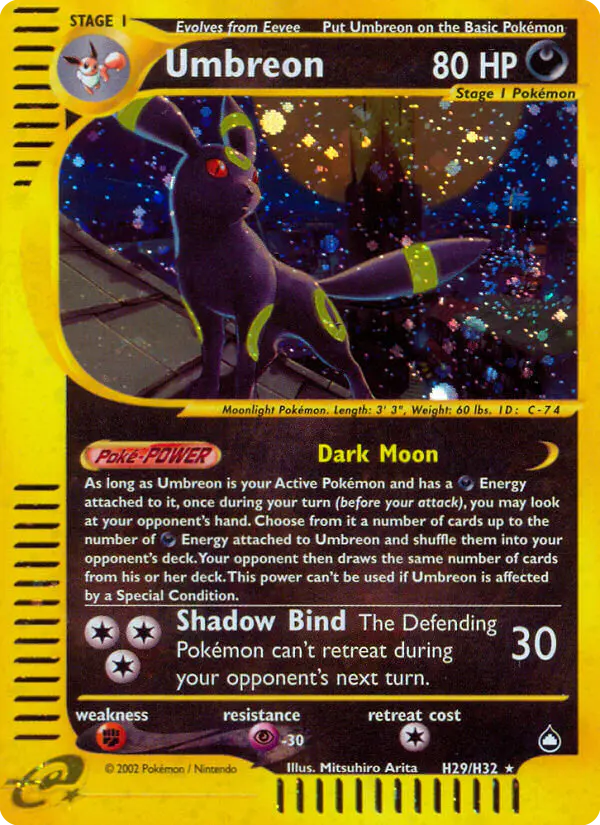 Carta Umbreon H29 de Aquapolis