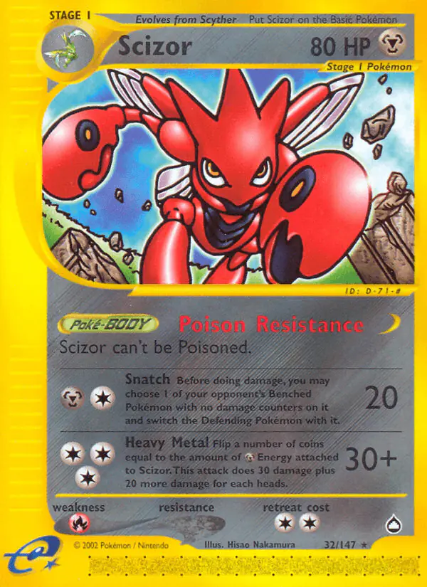 Carta Scizor 32/147 de Aquapolis