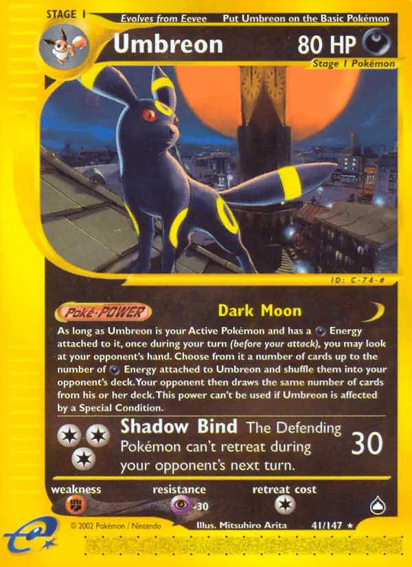 Carta Umbreon 41/147 de Aquapolis