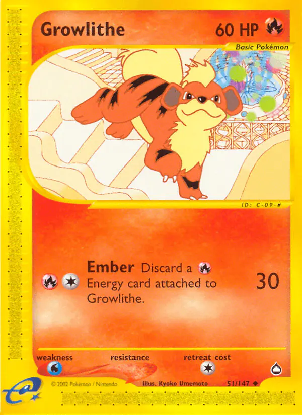 Carta Growlithe 51/147 de Aquapolis