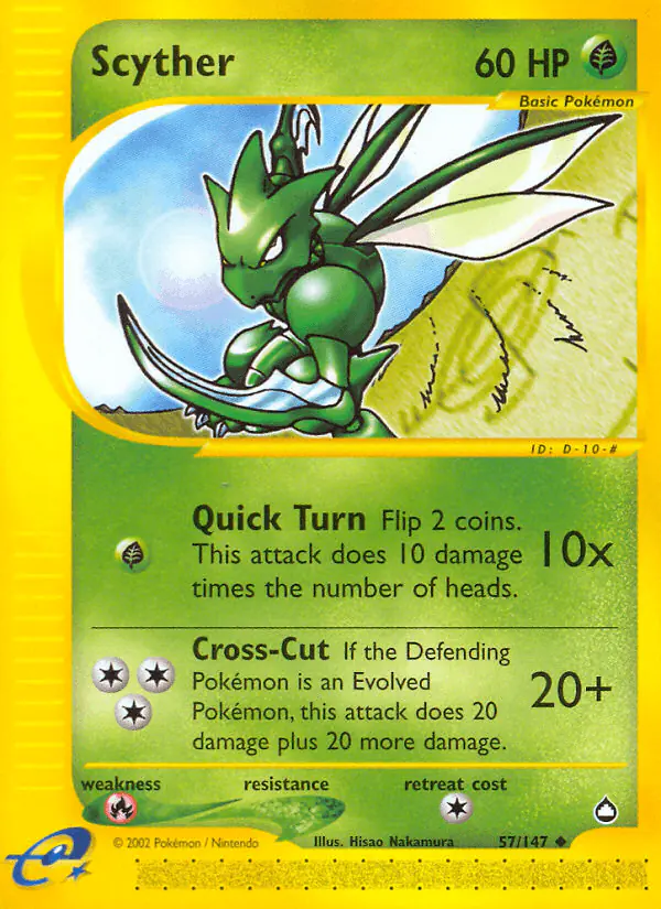 Carta Scyther 57/147 de Aquapolis