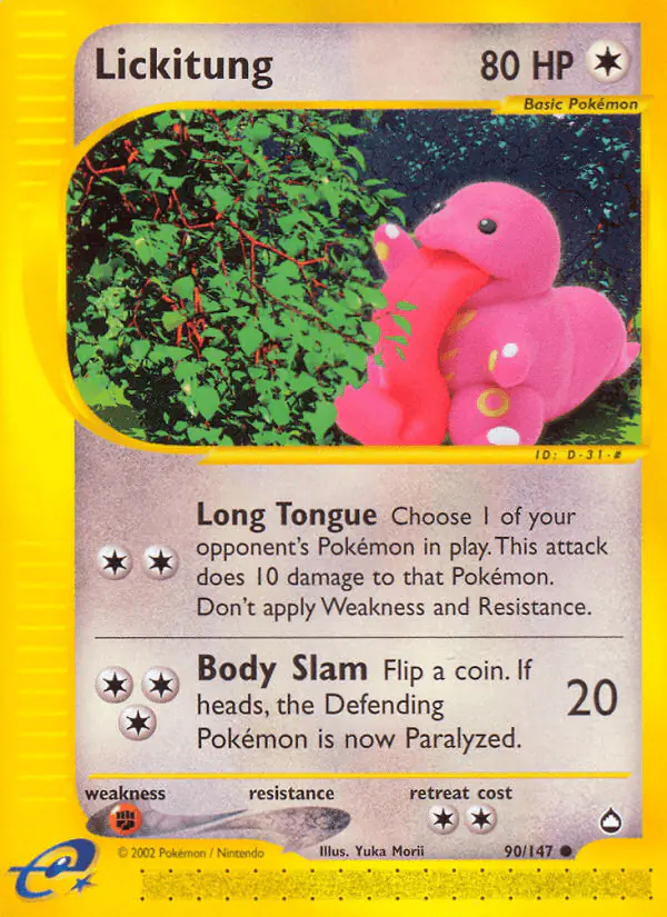 Carta Lickitung 90/147 de Aquapolis