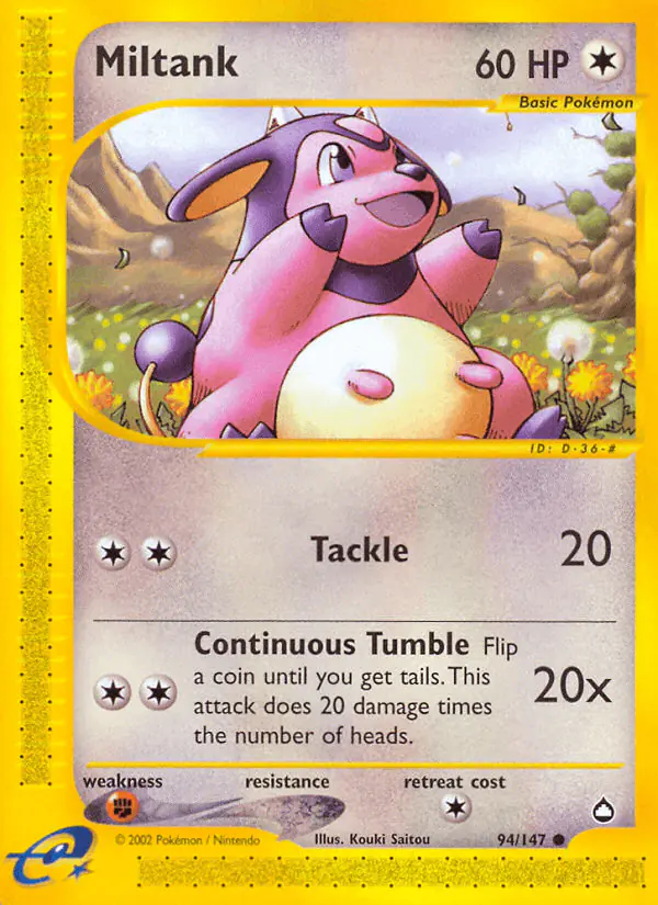 Carta Miltank 94/147 de Aquapolis