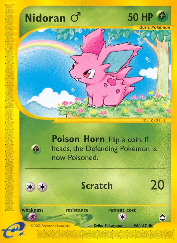 Carta Nidoran ♂ 96/147 de Aquapolis