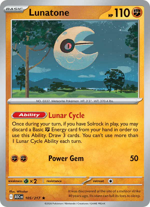 Carta Lunatone 105/217 de Ascended Heroes