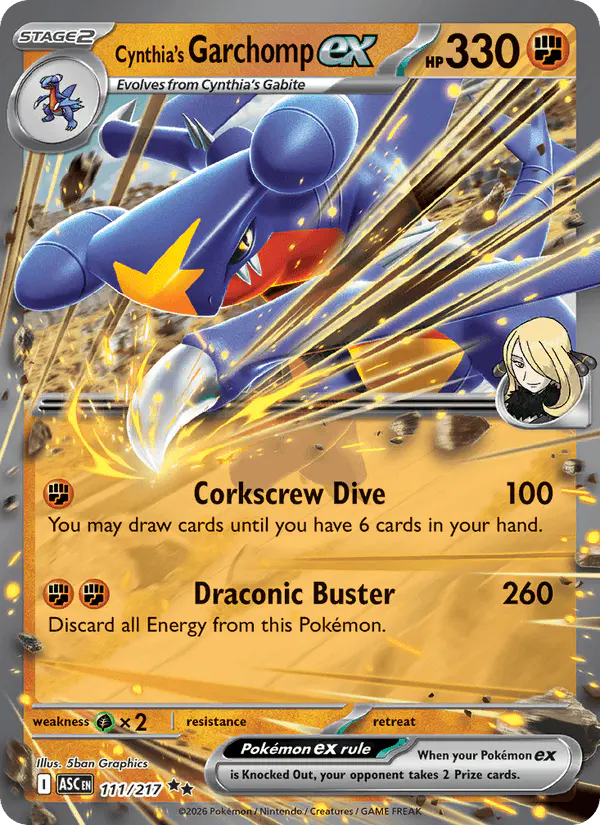 Carta Cynthia's Garchomp ex 111/217 de Ascended Heroes