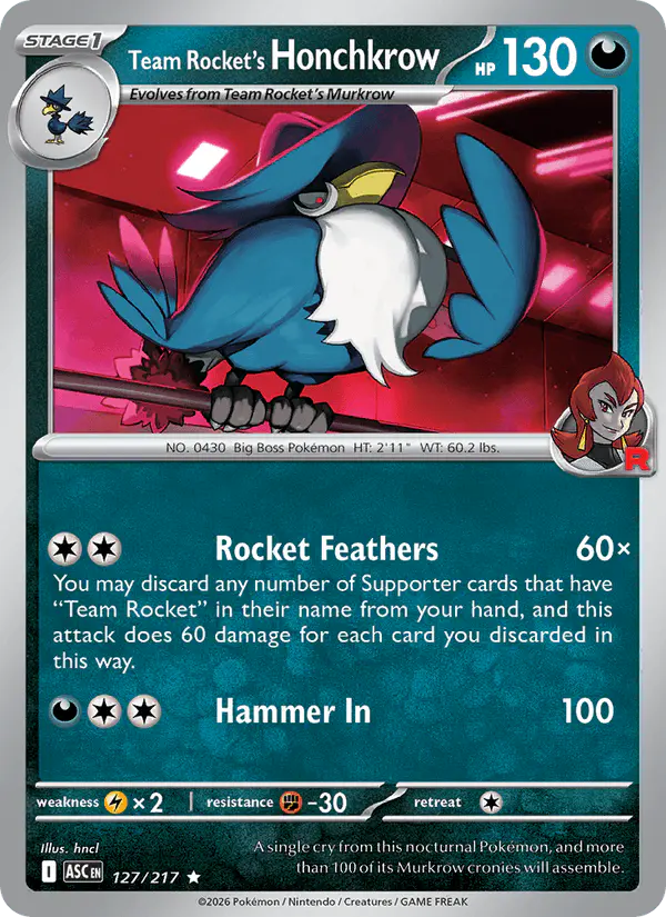Carta Team Rocket's Honchkrow 127/217 de Ascended Heroes