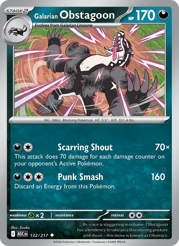 Carta Galarian Obstagoon 132/217 de Ascended Heroes