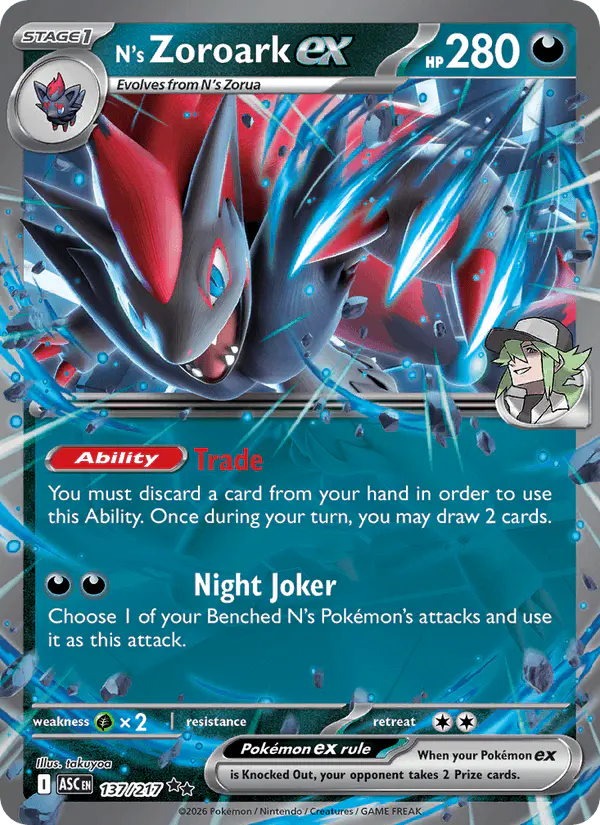 Carta N's Zoroark ex 137/217 de Ascended Heroes