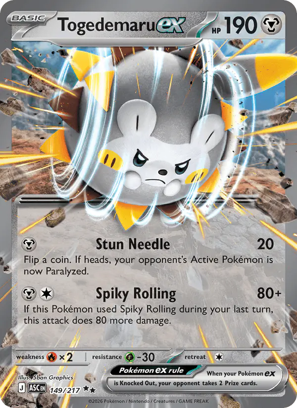 Carta Togedemaru ex 149/217 de Ascended Heroes