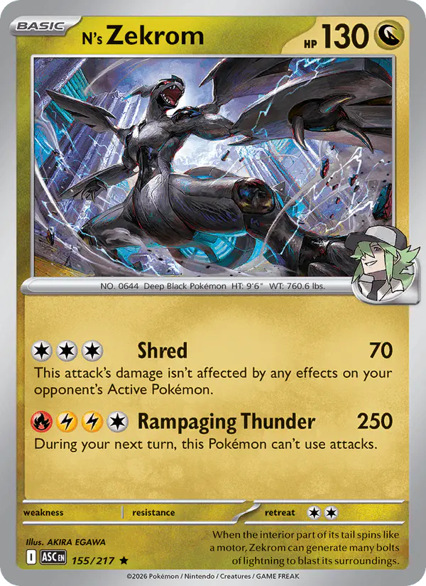 Carta N's Zekrom 155/217 de Ascended Heroes