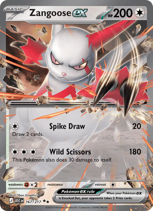 Carta Zangoose ex 167/217 de Ascended Heroes